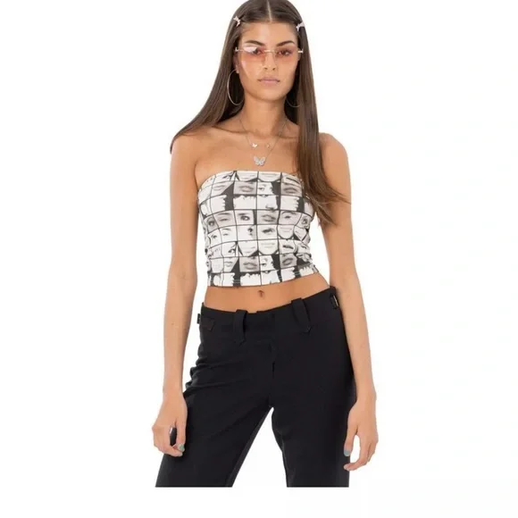 Edikted | Tops | Edikted Strapless Tube Top Tank Eyes Print | Poshmark